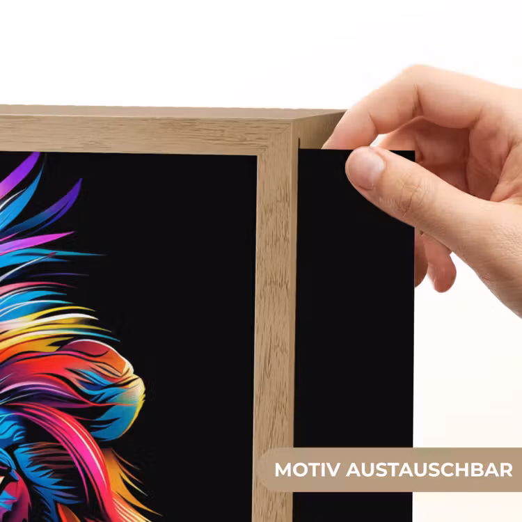 Leeuwen - Kleurrijk - Zwart - Dieren Light Box met batterij (Wandlamp kind) middel -USP_websiteprintDE