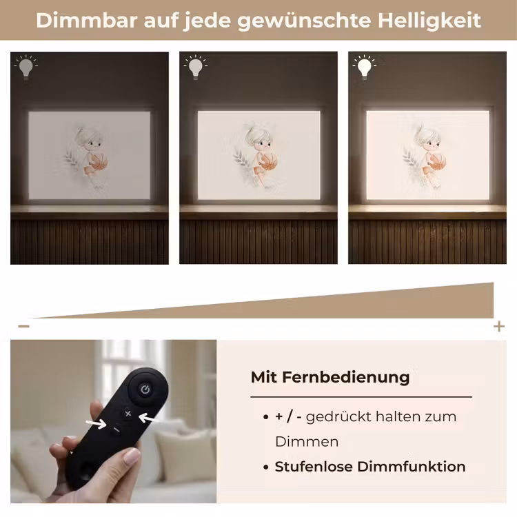 Meisje - Basketbal - Minimalistisch Light Box met batterij (Wandlamp kind) middel -USP_dimbaarDE