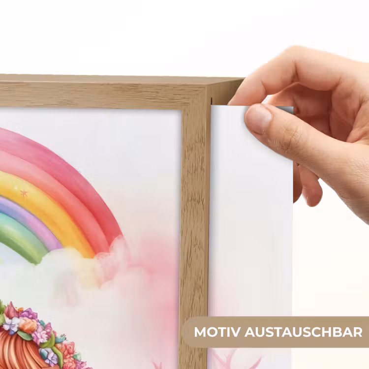 Meisje - Draak - Regenboog Light Box met batterij (Wandlamp kind) middel -USP_websiteprintDE