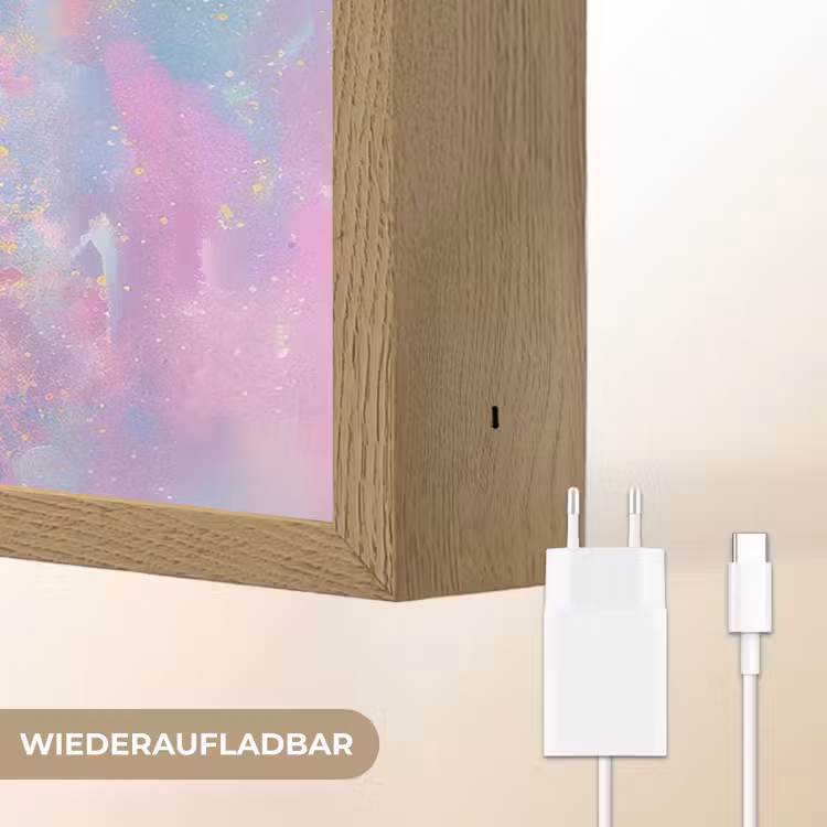 Meisje - Eenhoorn - Glitter Light Box met batterij (Wandlamp kind) middel -USP_websiteoplaadbaarDE