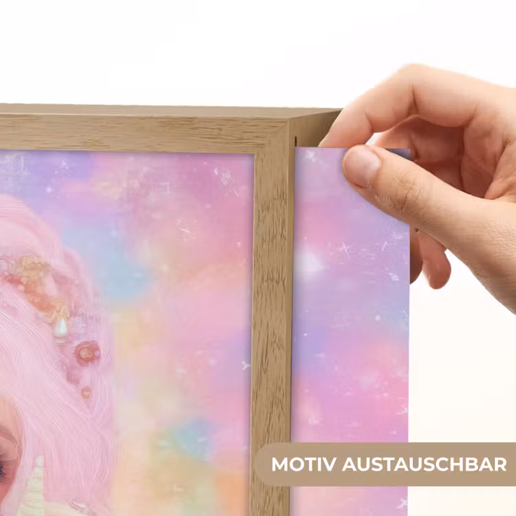 Meisje - Eenhoorn - Roze Light Box met batterij (Wandlamp kind) middel -USP_websiteprintDE