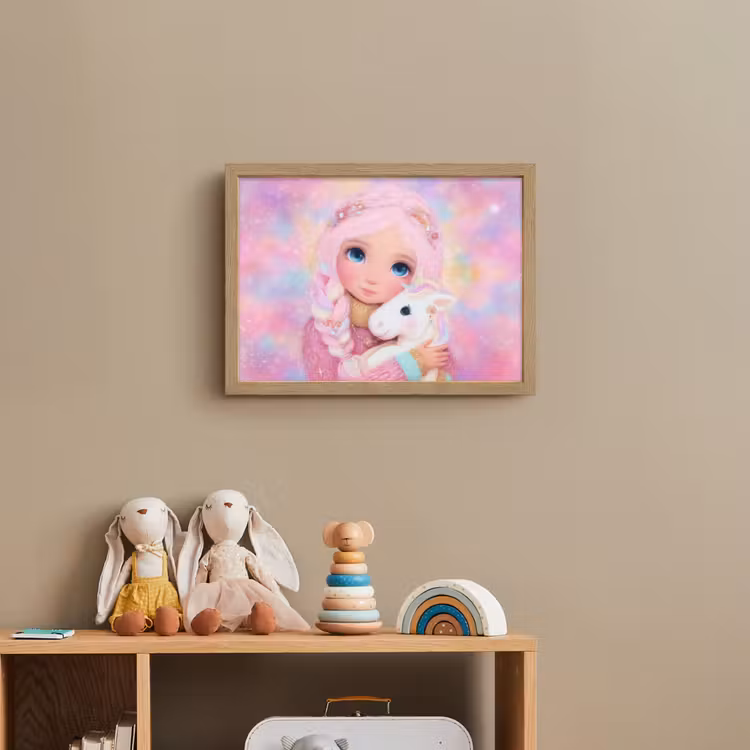Meisje - Eenhoorn - Roze Light Box met batterij (Wandlamp kind) middel -sfeer2_kind