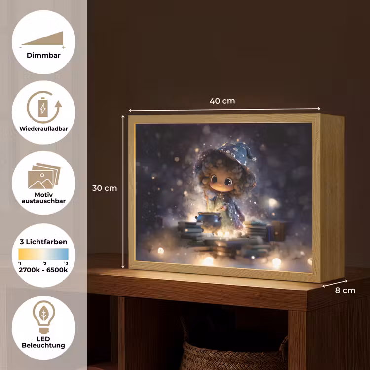 Meisje - Toveren - Sterren - Paars Light Box met batterij (Wandlamp kind) middel -USP_websiteoverzichtDE