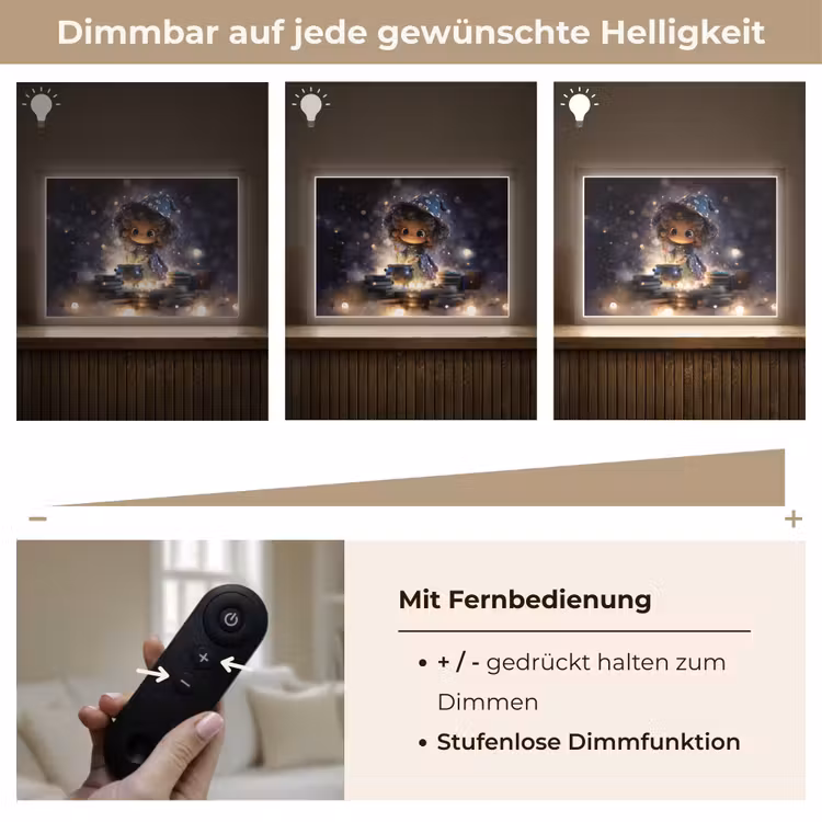 Meisje - Toveren - Sterren - Paars Light Box met batterij (Wandlamp kind) middel -USP_dimbaarDE