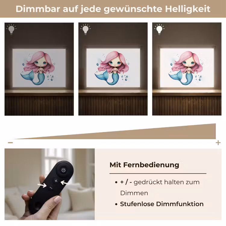 Zeemeermin - Roze - Luchtbellen Light Box met batterij (Wandlamp kind) middel -USP_dimbaarDE