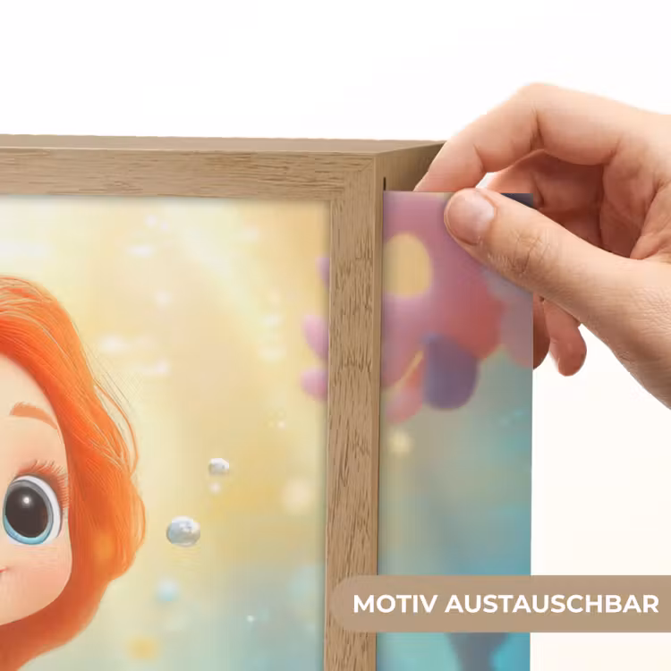 Zeemeermin - Water - Vissen - Rood Light Box met batterij (Wandlamp kind) middel -USP_websiteprintDE