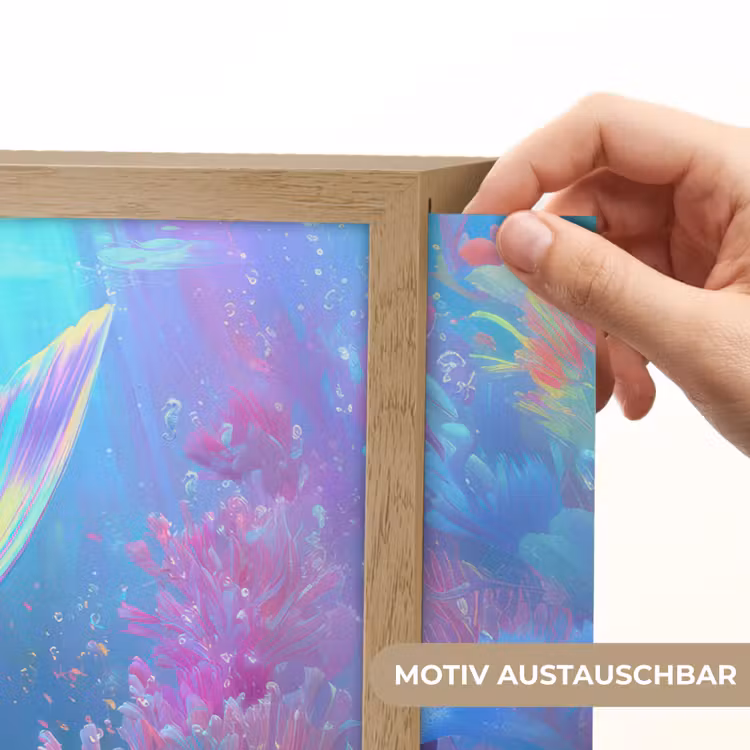 Zeemeerminnenstaart - Koraal - Water Light Box met batterij (Wandlamp kind) middel -USP_websiteprintDE