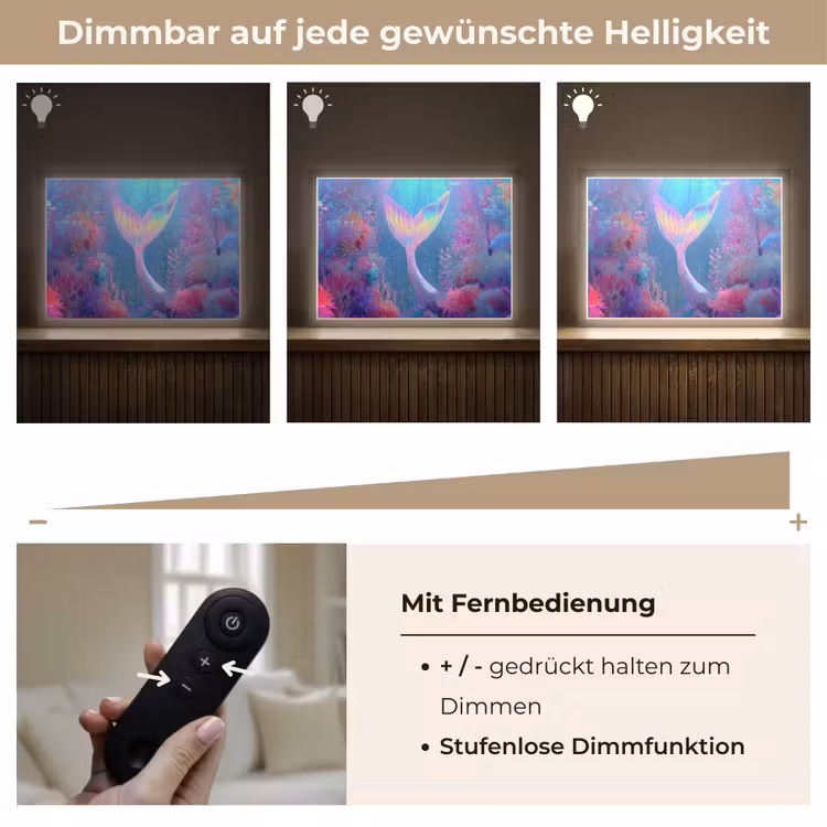 Zeemeerminnenstaart - Koraal - Water Light Box met batterij (Wandlamp kind) middel -USP_dimbaarDE