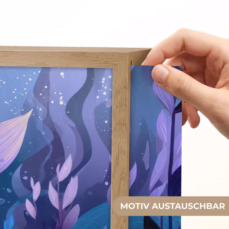 Zeemeerminnenstaart - Onderwaterplanten - Paars - Blauw Light Box met batterij (Wandlamp kind) middel -USP_websiteprintDE