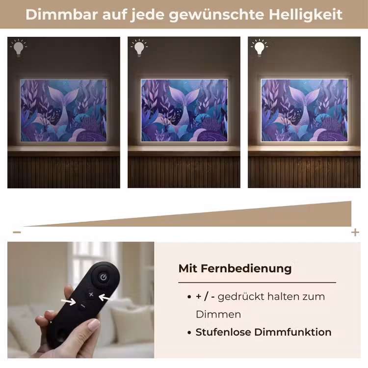 Zeemeerminnenstaart - Onderwaterplanten - Paars - Blauw Light Box met batterij (Wandlamp kind) middel -USP_dimbaarDE