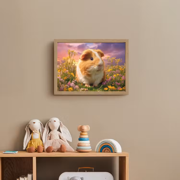 Cavia - Kleurrijk - Bloemen Light Box met batterij (Wandlamp kind) middel -sfeer2_kind
