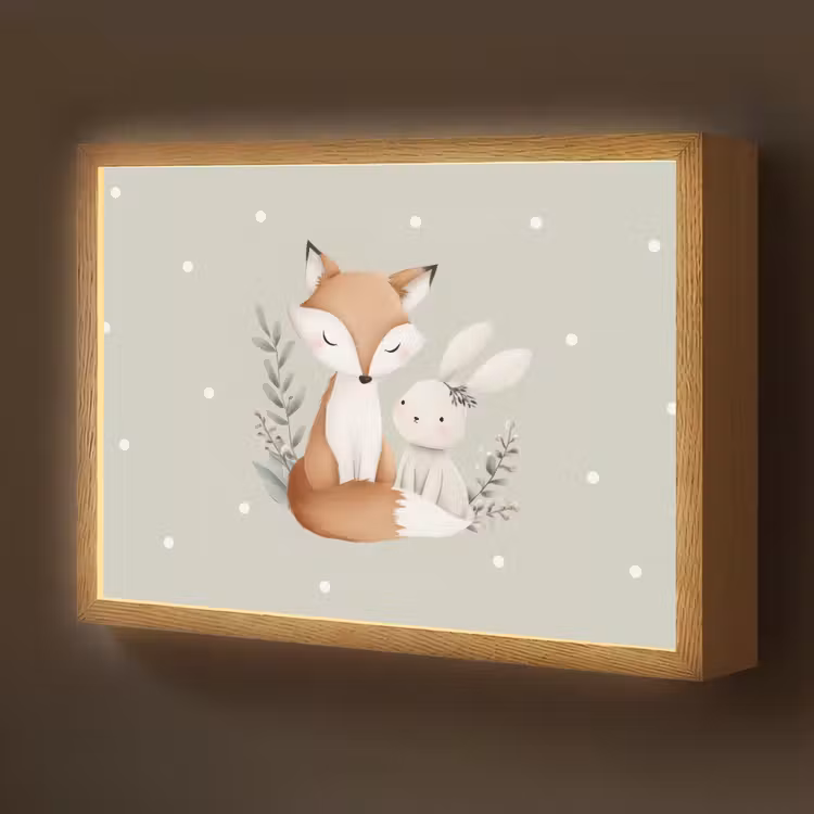 Minimalistisch - Dieren - Bladeren - Stippen Light Box met batterij (Wandlamp kind) middel -z3d_website