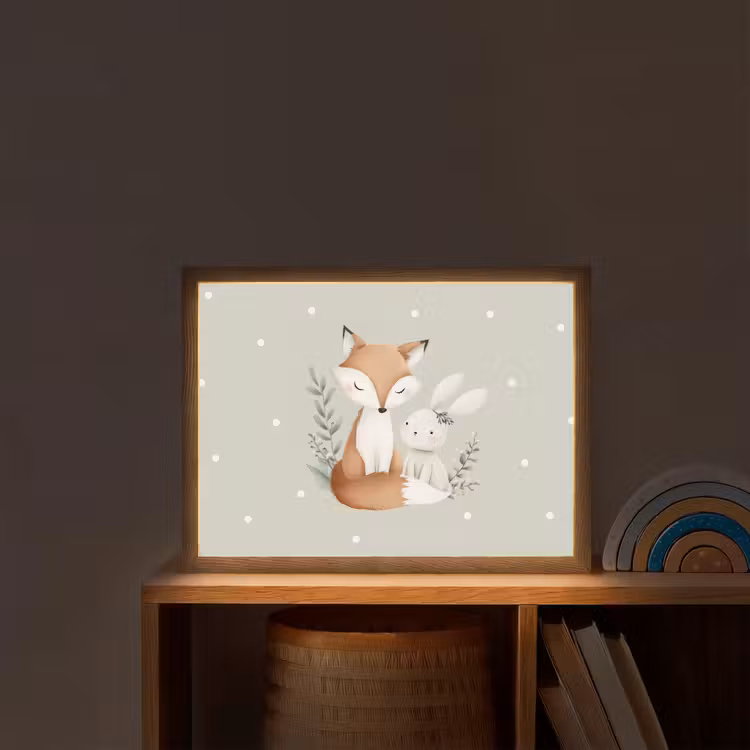 Minimalistisch - Dieren - Bladeren - Stippen Light Box met batterij (Wandlamp kind) middel -sfeer1_kind