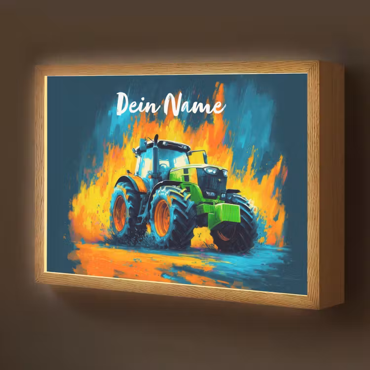 Abstract - Tractor - Groen Light Box met batterij (Wandlamp kind) middel -z3d_website