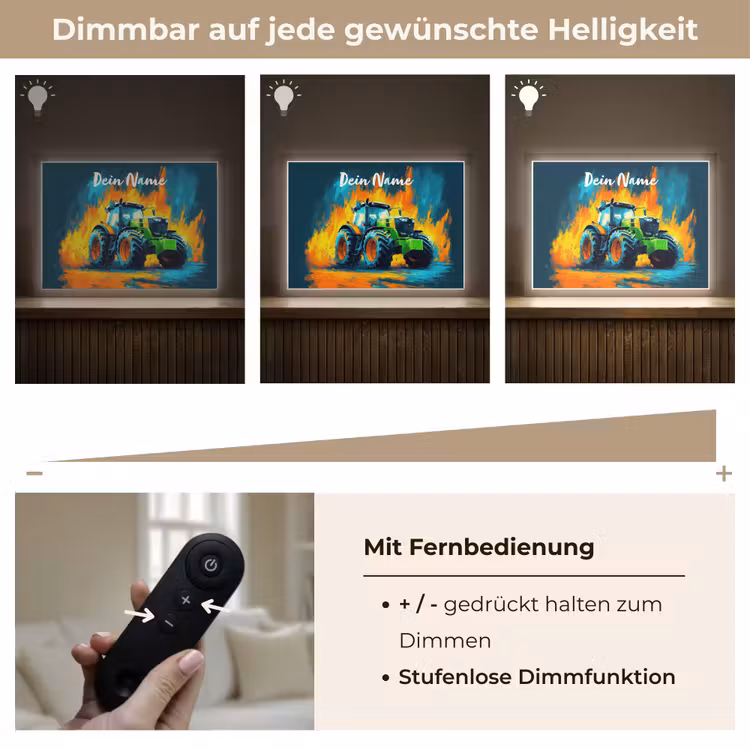 Abstract - Tractor - Groen Light Box met batterij (Wandlamp kind) middel -USP_dimbaarDE
