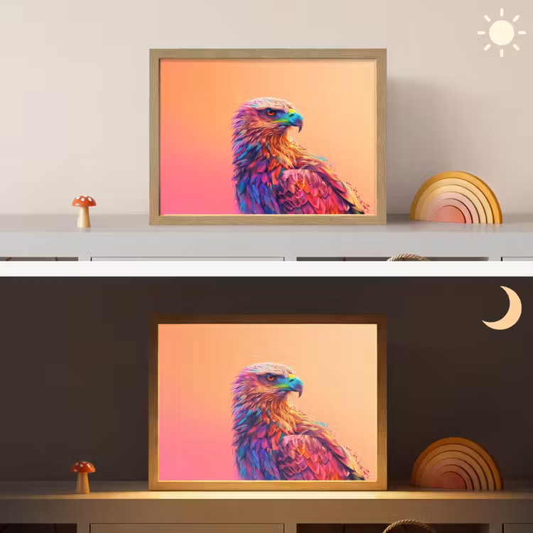 Arend - Vogel - Kleurrijk - Dier Light Box met batterij (Wandlamp kind) middel -sfeer3_kind