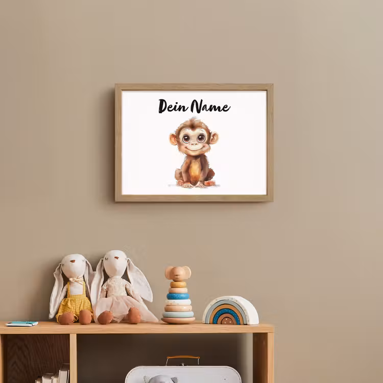 Aap - Baby - Jungle dieren Light Box met batterij (Wandlamp kind) middel -sfeer2_kind