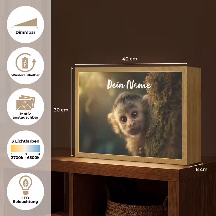 Aap - Boomstronk - Bruin Light Box met batterij (Wandlamp kind) middel -USP_websiteoverzichtDE
