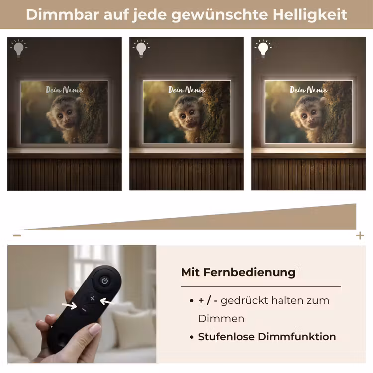 Aap - Boomstronk - Bruin Light Box met batterij (Wandlamp kind) middel -USP_dimbaarDE