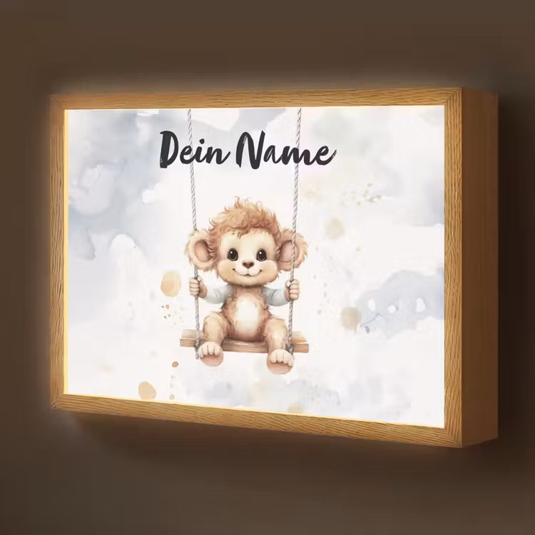 Aap - Dier - Kinderen Light Box met batterij (Wandlamp kind) middel -z3d_website