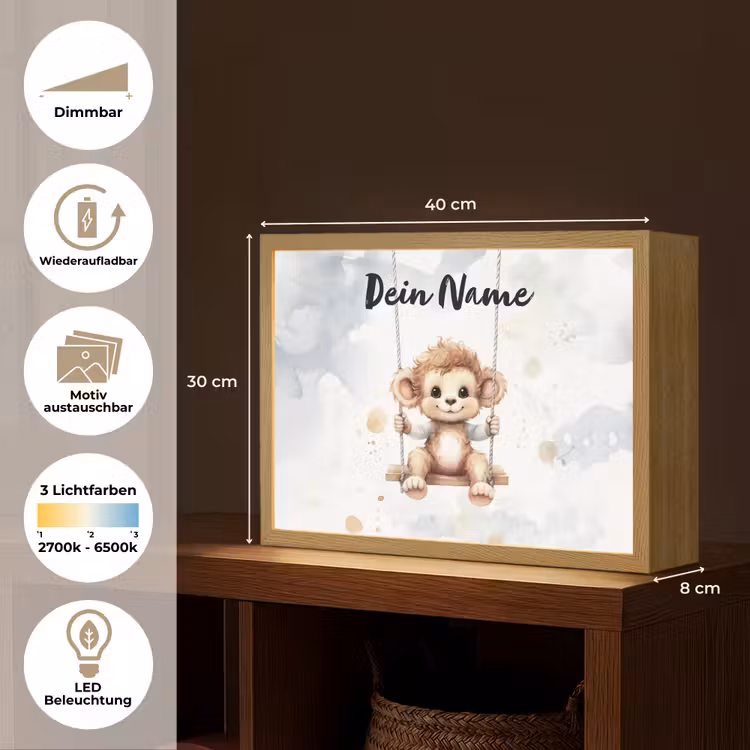 Aap - Dier - Kinderen Light Box met batterij (Wandlamp kind) middel -USP_websiteoverzichtDE