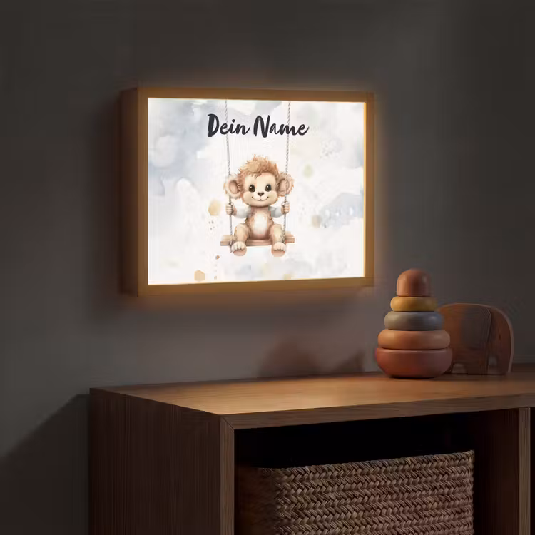 Aap - Dier - Kinderen Light Box met batterij (Wandlamp kind) middel -sfeer5_kind