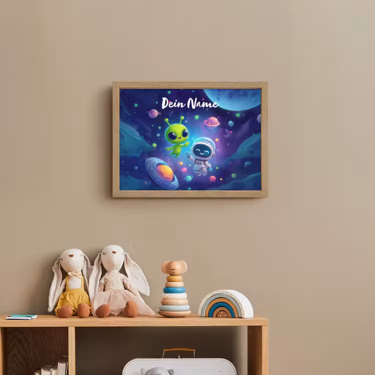 Alien - Astronaut - Ruimte - Planeten Light Box met batterij (Wandlamp kind) middel -sfeer2_kind