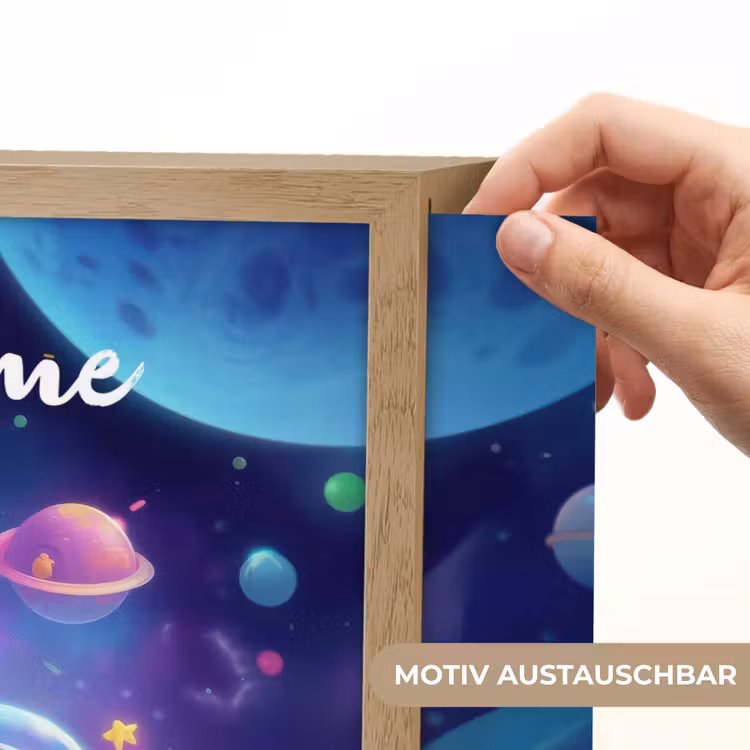 Alien - Astronaut - Ruimte - Planeten Light Box met batterij (Wandlamp kind) middel -USP_websiteprintDE