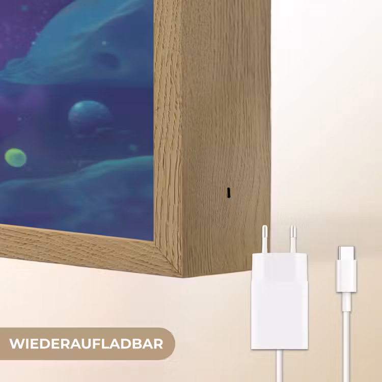 Alien - Astronaut - Ruimte - Planeten Light Box met batterij (Wandlamp kind) middel -USP_websiteoplaadbaarDE