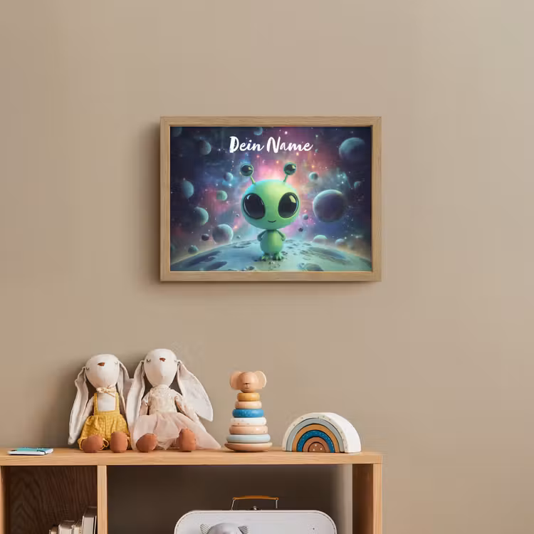 Alien - Groen - Planeten - Ruimte Light Box met batterij (Wandlamp kind) middel -sfeer2_kind