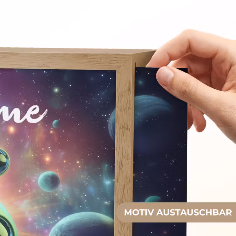 Alien - Groen - Planeten - Ruimte Light Box met batterij (Wandlamp kind) middel -USP_websiteprintDE
