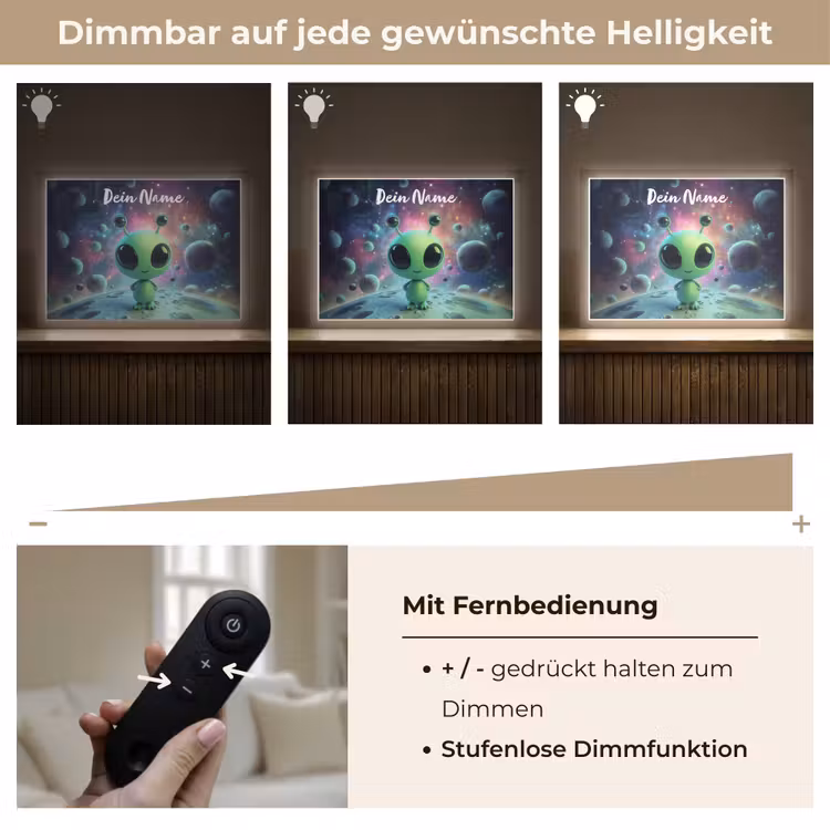 Alien - Groen - Planeten - Ruimte Light Box met batterij (Wandlamp kind) middel -USP_dimbaarDE