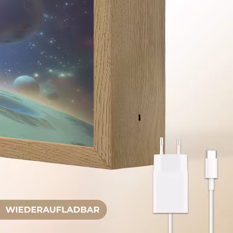 Alien - Groen - Planeten - Ruimte Light Box met batterij (Wandlamp kind) middel -USP_websiteoplaadbaarDE