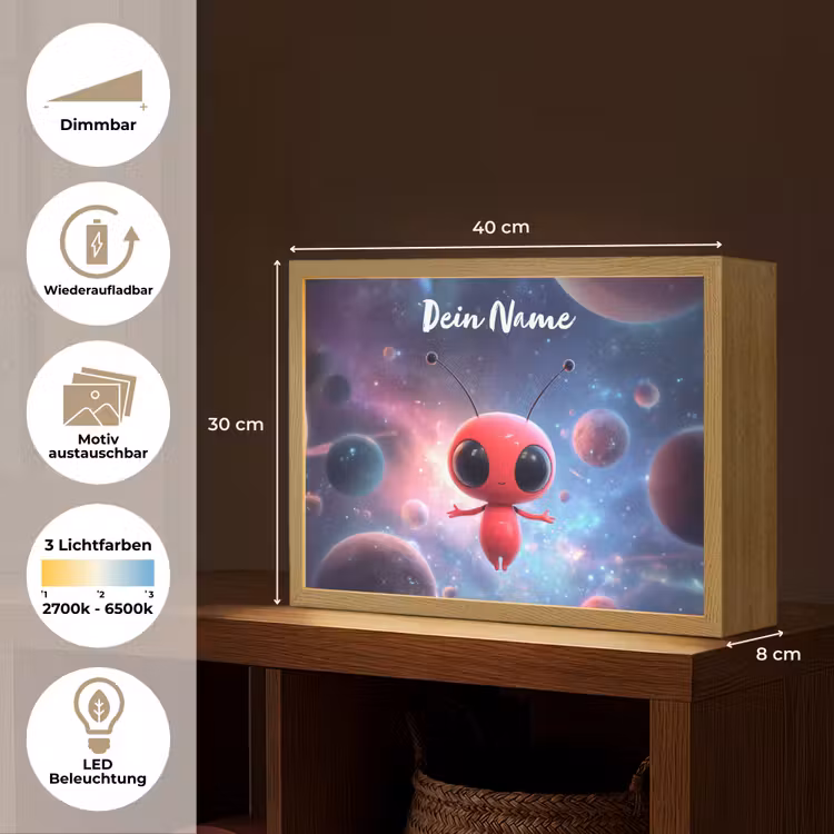 Buitenaards wezen - Rood - Planeten Light Box met batterij (Wandlamp kind) middel -USP_websiteoverzichtDE