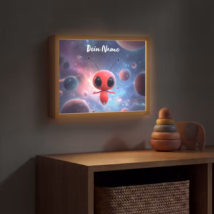 Buitenaards wezen - Rood - Planeten Light Box met batterij (Wandlamp kind) middel -sfeer5_kind