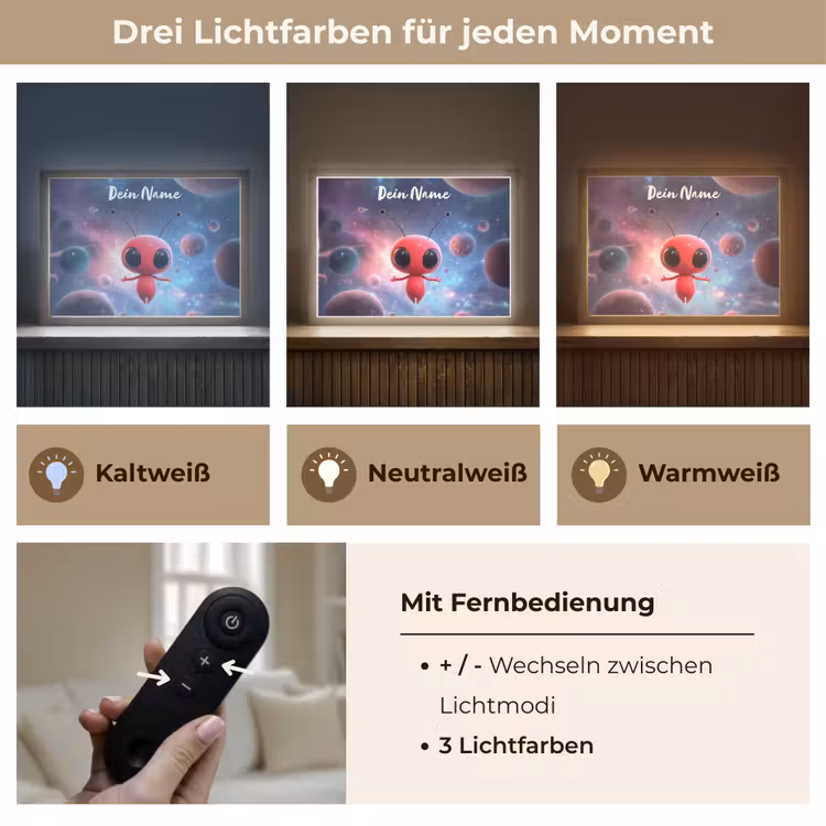 Buitenaards wezen - Rood - Planeten Light Box met batterij (Wandlamp kind) middel -USP_lichtkleurDE