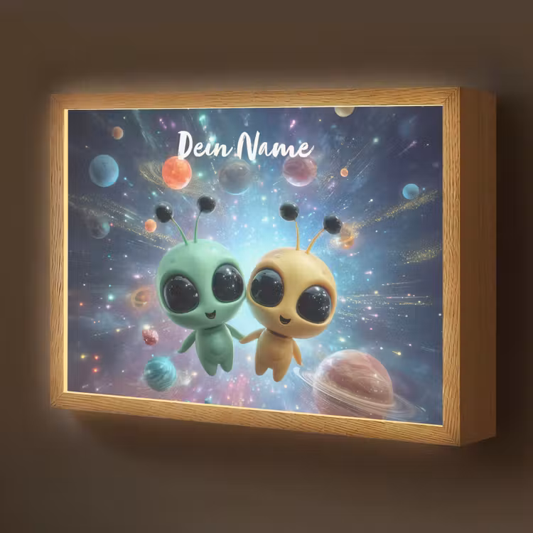 Aliens - Ruimte - Planeten Light Box met batterij (Wandlamp kind) middel -z3d_website