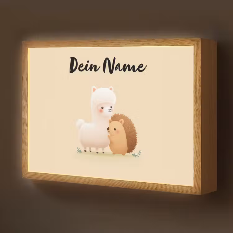 Alpaca - Egel - Bruin - Knuffelen Light Box met batterij (Wandlamp kind) middel -z3d_website