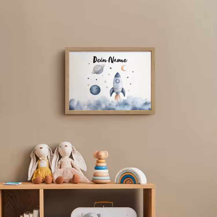 Waterverf - Planeten - Sterren - Raket Light Box met batterij (Wandlamp kind) middel -sfeer2_kind