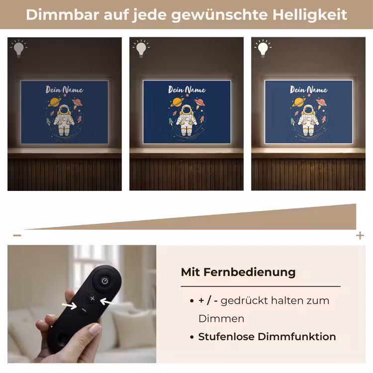 Astronaut - Planeten - Raket Light Box met batterij (Wandlamp kind) middel -USP_dimbaarDE
