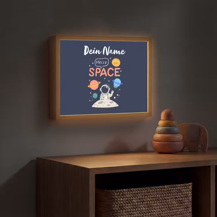 Astronaut - Ruimte - Planeten Light Box met batterij (Wandlamp kind) middel -sfeer5_kind