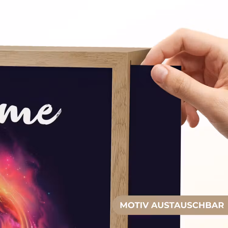Astronaut - Ruimte - Surfen - Kleurrijk Light Box met batterij (Wandlamp kind) middel -USP_websiteprintDE