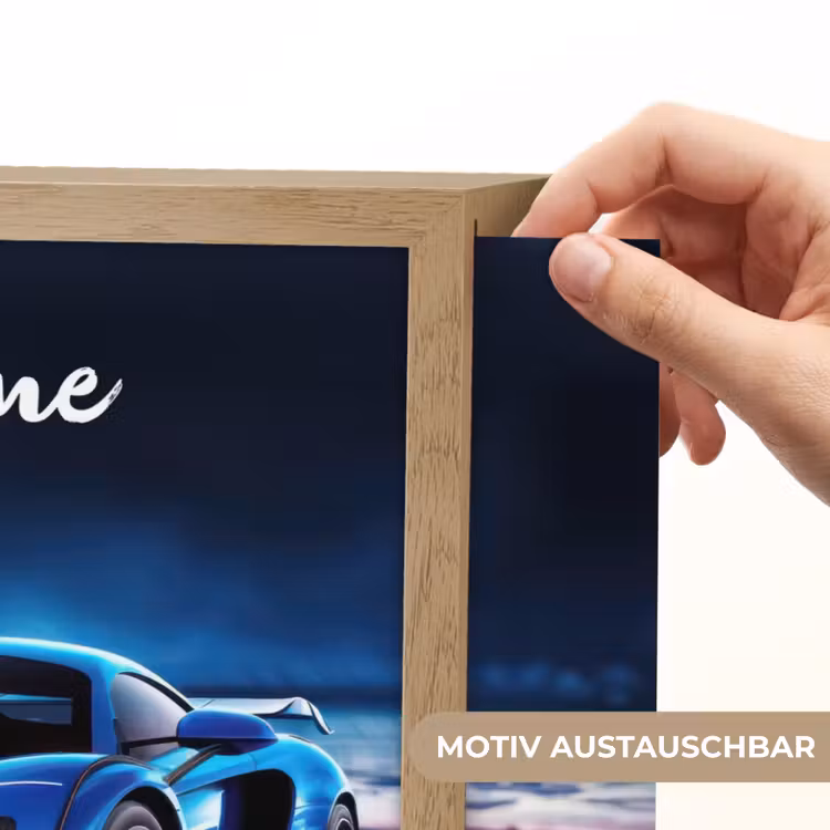 Auto - Blauw - Jongens - Kind Light Box met batterij (Wandlamp kind) middel -USP_websiteprintDE