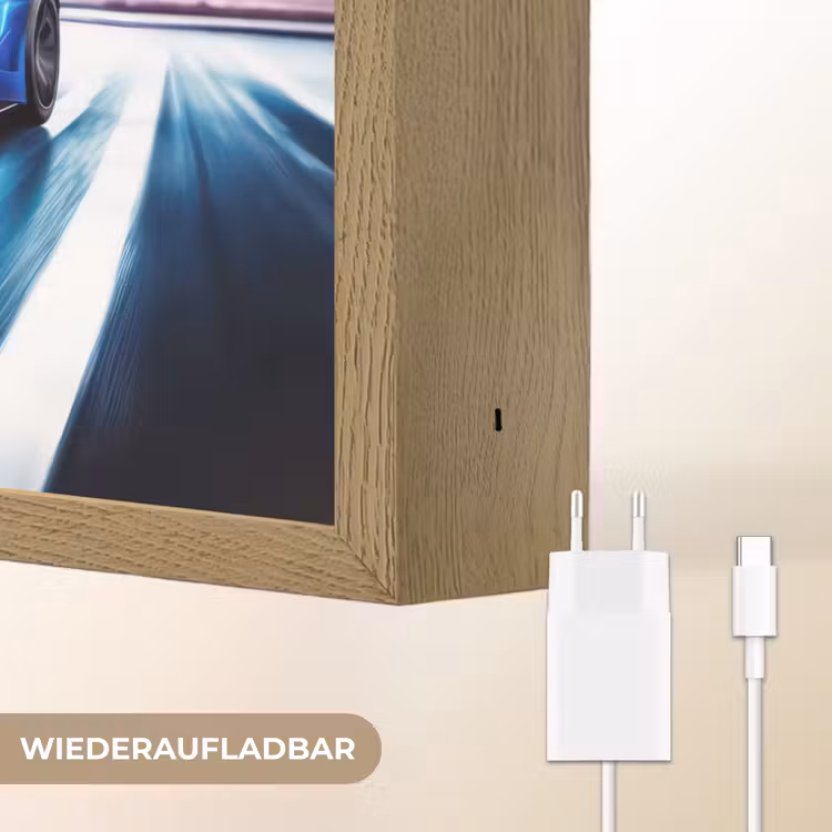 Auto - Blauw - Jongens - Kind Light Box met batterij (Wandlamp kind) middel -USP_websiteoplaadbaarDE