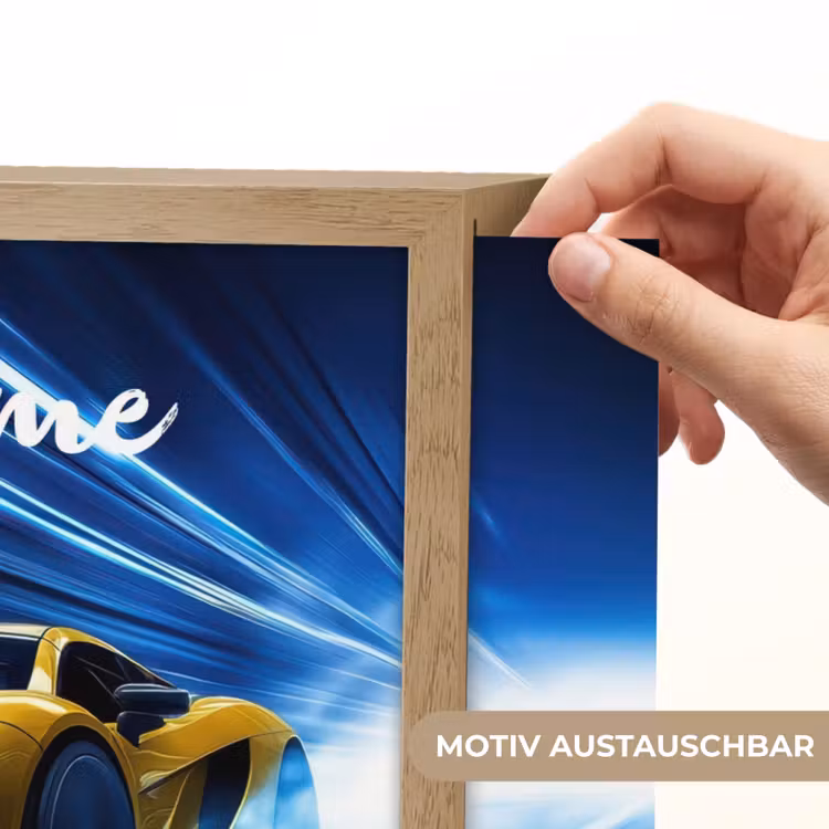 Auto - Geel - Race - Blauw Light Box met batterij (Wandlamp kind) middel -USP_websiteprintDE