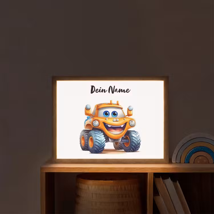 Auto - Oranje - Jongen - Kind Light Box met batterij (Wandlamp kind) middel -sfeer1_kind