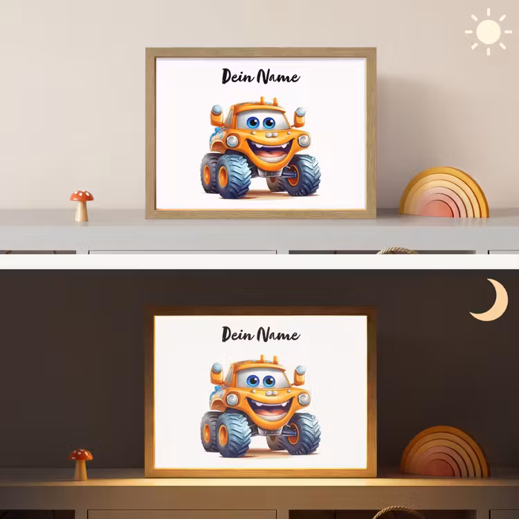 Auto - Oranje - Jongen - Kind Light Box met batterij (Wandlamp kind) middel -sfeer3_kind