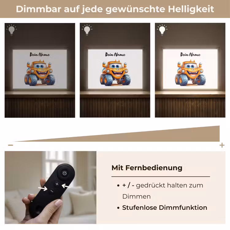 Auto - Oranje - Jongen - Kind Light Box met batterij (Wandlamp kind) middel -USP_dimbaarDE