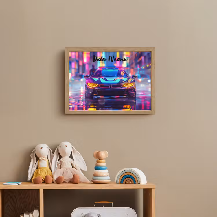 Auto - Politie - Stad - Jongens - Kleurrijk Light Box met batterij (Wandlamp kind) middel -sfeer2_kind