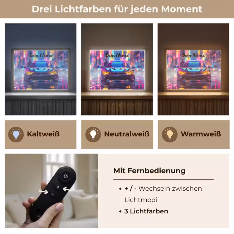 Auto - Politie - Stad - Jongens - Kleurrijk Light Box met batterij (Wandlamp kind) middel -USP_lichtkleurDE